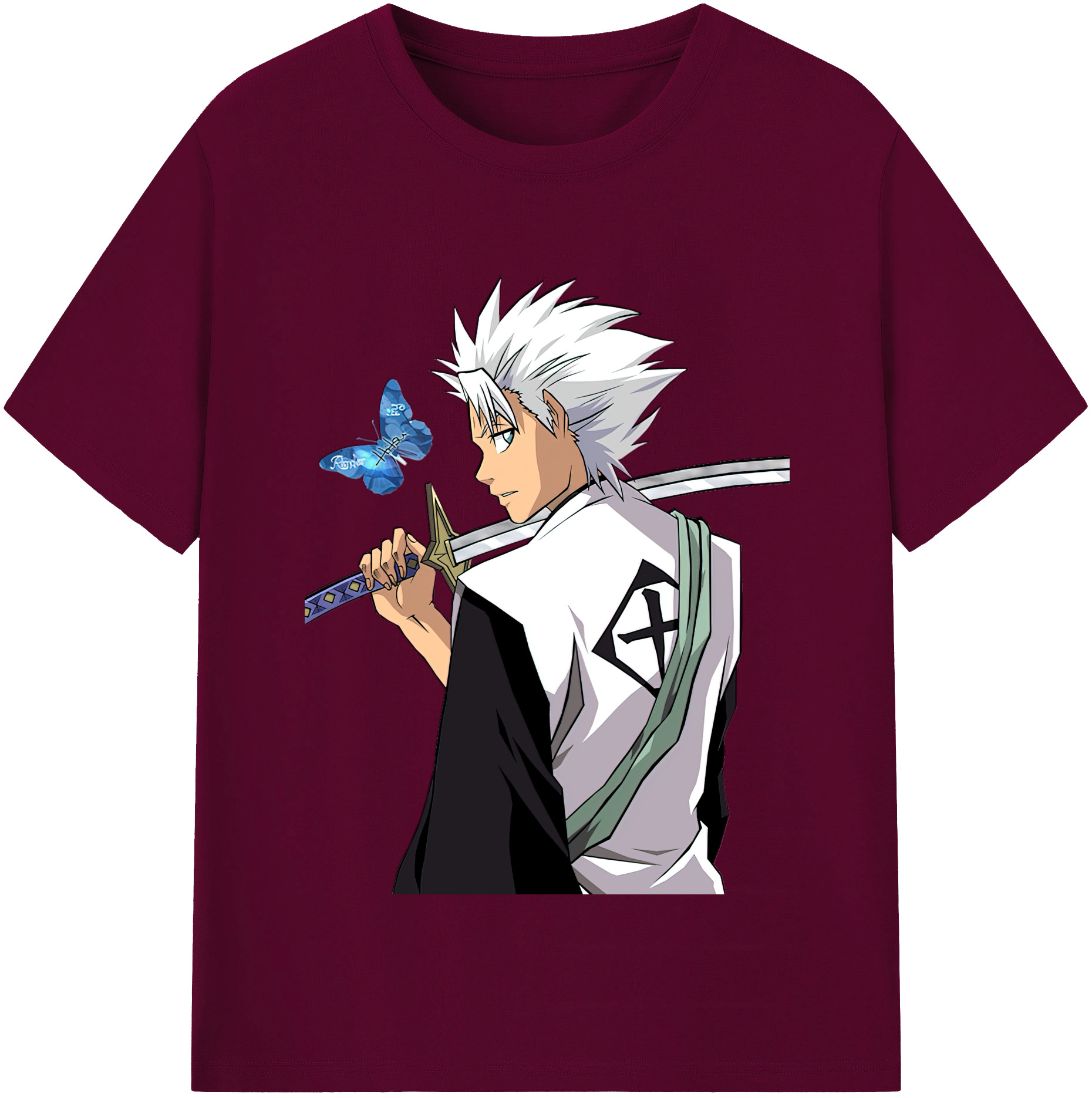 （画像用） ブリーチ 日番谷冬獅郎（ひつがや とうしろう） BLEACH Hitsugaya Toushirou レディースカジュアルプリントTシャツ（綿100％）